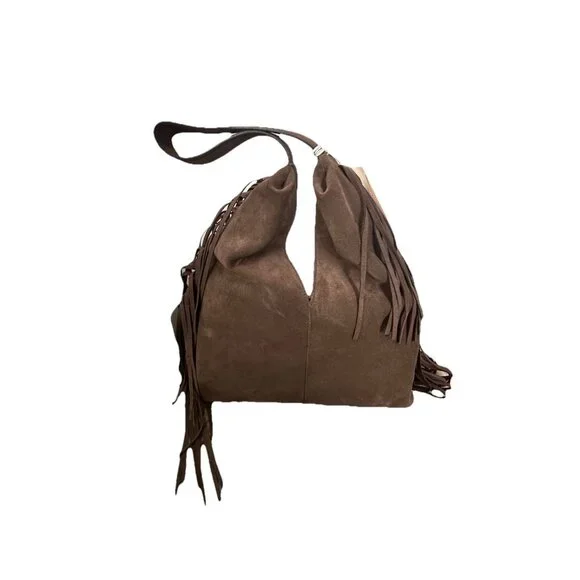Divina Firenze Genuine Leather Fringe Hobo Bag – Made in Italy – Suede Leather - Picture 5 of 5